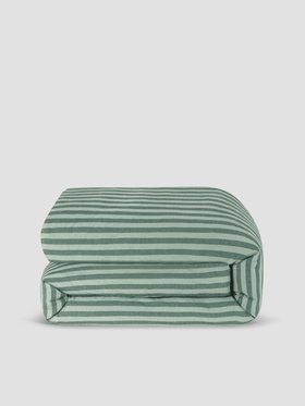 Pine Green Pembroke Stripe Linen Blend Duvet Cover