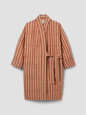 Sandstone Red Pembroke Stripe Linen Blend Housecoat