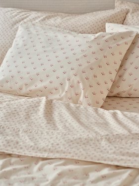 Dusty Pink Martha Floral Cotton Pillowcases (Pair)