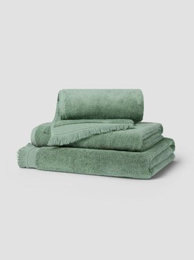 Moss Green Fringe Edge Cotton Towels