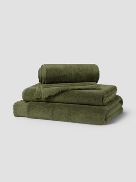 Olive Green Fringe Edge Cotton Towels