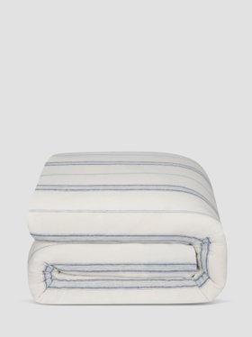 Dusk Blue Farmhouse Stripe 100% Linen Duvet Cover