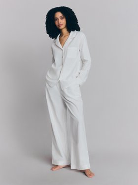 White Linen Blend Pyjama Trouser Set