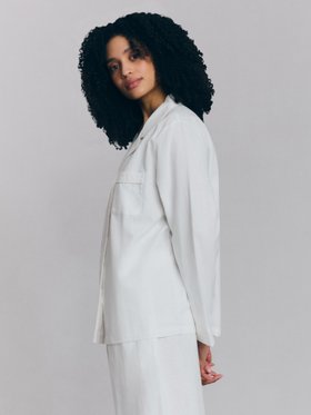 White Linen Blend Pyjama Trouser Set