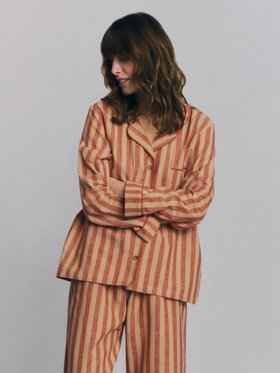 Sandstone Red Pembroke Stripe Linen Blend Trouser Set