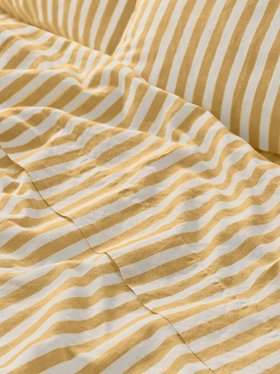 Honey Pembroke Stripe Linen Blend Flat Sheet