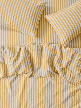Honey Pembroke Stripe Linen Blend Duvet Cover