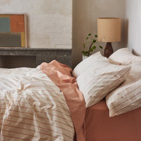 Blush Pink Slumber Stripe Cotton Duvet Cover