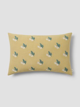 Butter Yellow Snowdrop Embroidered Filled Cushion