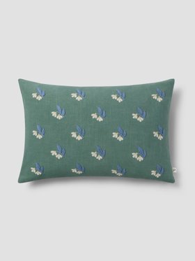 Elm Green Snowdrop Embroidered Filled Cushion