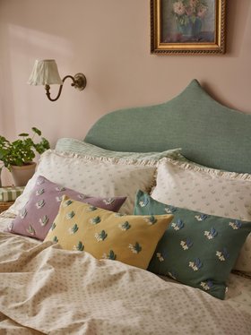Elderberry Snowdrop Embroidered Filled Cushion