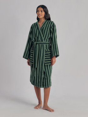 Pine Green Pembroke Stripe Cotton Robe