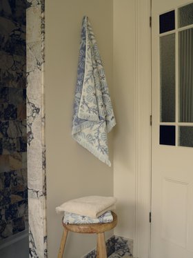 Dusk Blue Folk Floral Cotton Towels