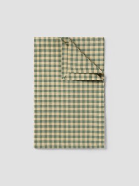 Elm Green & Butter Yellow Gingham Linen Blend Table Runner