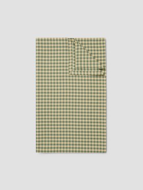 Elm Green & Butter Yellow Gingham Linen Blend Tablecloth