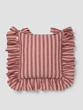 Rhubarb & Rose Pembroke Stripe Frill Linen Blend Seat Pad