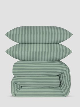 Pine Green Pembroke Stripe Cotton Duvet Set
