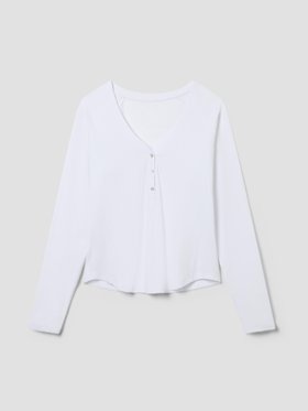 White Henley Long Sleeve Top
