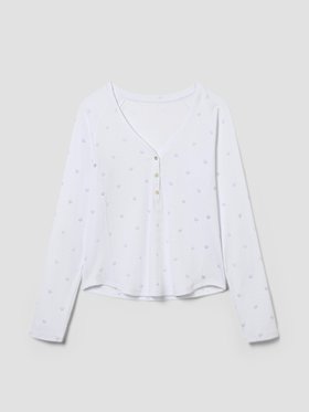Cove Blue Martha Floral Henley Long Sleeve Top