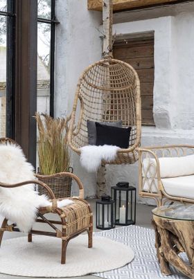 Jakarta Hanging Chair, Natural Rattan