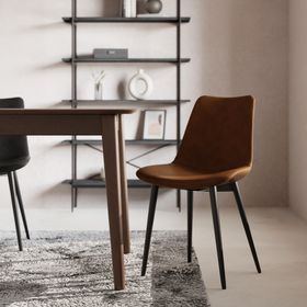 Theo Dining Chair, Brown PU Leather