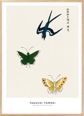 Taguchi Tomoki - Swallow and Butterflies Poster