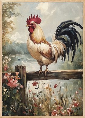 Olga Telnova - Rooster in Farm Poster