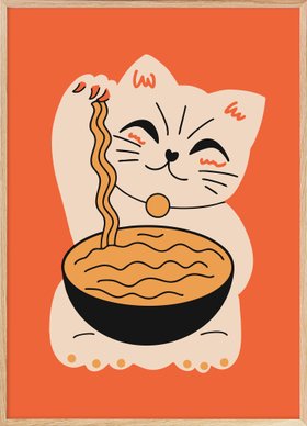 Lucky Cat Noodle Poster