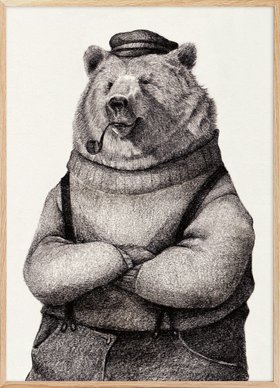Mike Koubou - Bear In Vintage Attire Poster