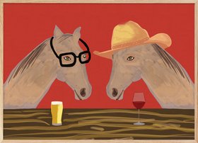 Sharyn Bursic - Funny Horses At Bar Poster
