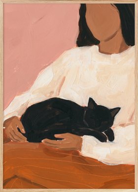 Woman with Cat Poster