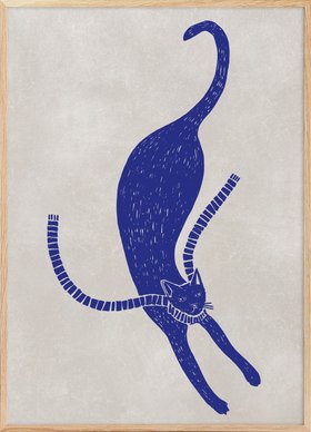 Blue Playful Cat Poster