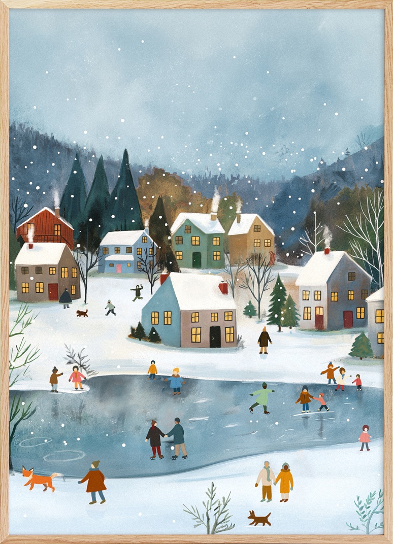 Winter in the Village No1 Poster