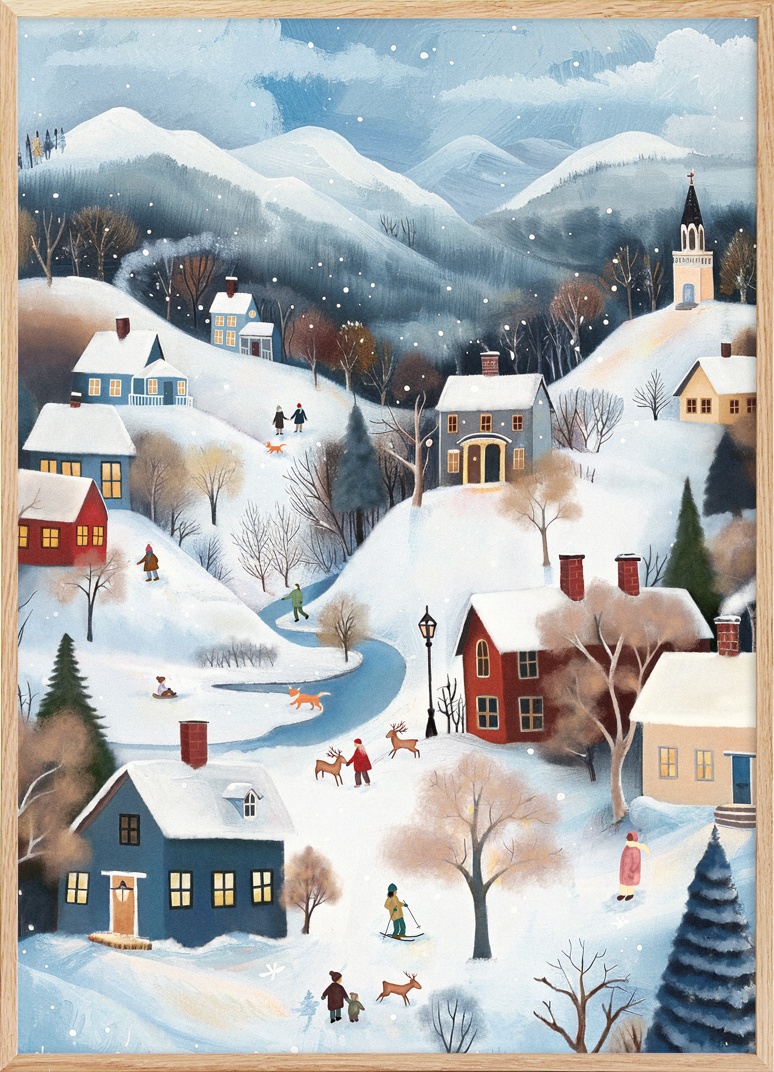 Winter in the Village No2 Poster