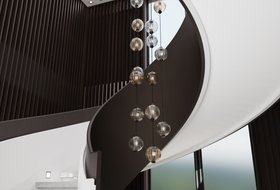 Layered Murano Glass Spheres in Vertical Installation