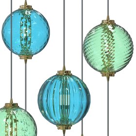 Handcrafted Glass Balls Reflecting Light in Stairwell