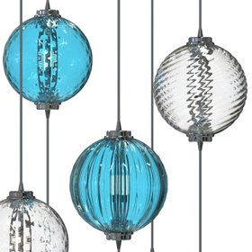 Staircase Illuminated by Vertical Murano Glass Chandelier