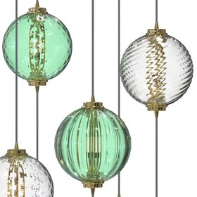 Murano Glass Hanging Ball Chandelier in Double-Height Stairwell