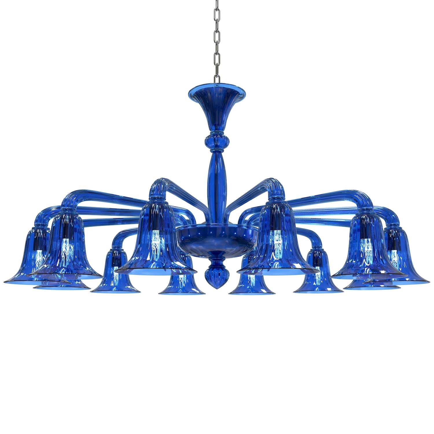 Murano Glass Blue Contemporary Chandelier