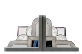 Stained glass monochrome bookends
