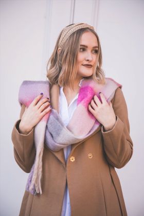 Avril Check Scarf - Pink