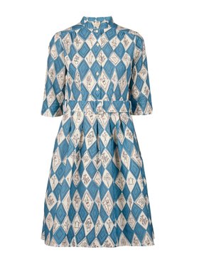 Cynthia - Teal Diamonds Dress