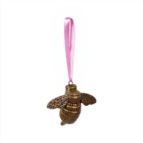 Handcrafted Bee Decoration | Pink ribbon