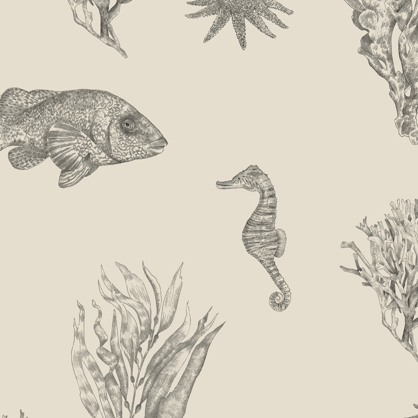 Solent Snapper Wallpaper, Parchment