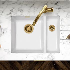Clearwater Avola 1.5 Bowl Ceramic Undermount Kitchen Sink - 567 x 456mm
