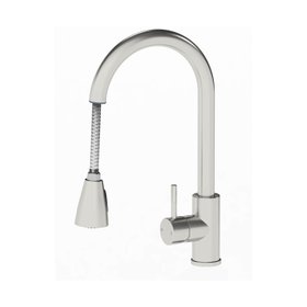 Vellamo Inspire Pull Out Spray Mono Kitchen Mixer Tap - Brushed Steel