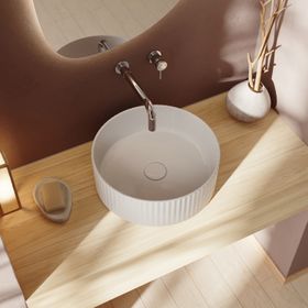 Billy Fluted Matt White Round Countertop Basin - 360mm
