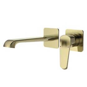 Harbour Essence Wall Mounted Basin Mixer Tap - Brushed Brass