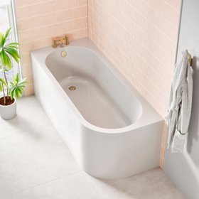 Armourcast Reinforced J-Shaped Single Ended Corner Bath & Panel - 1700mm