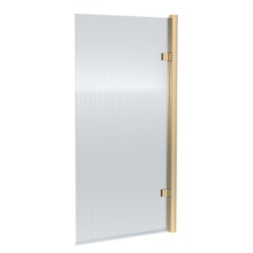 Harbour Contour 8mm Hinged Fluted Bath Screen - 1520 x 830mm Brushed Brass